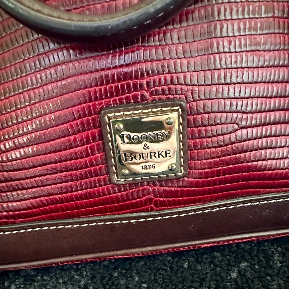 DOONEY & BOURKE Embossed Lizard Dark Red Satchel Tote Shoulder Bag - Picture 6 of 14